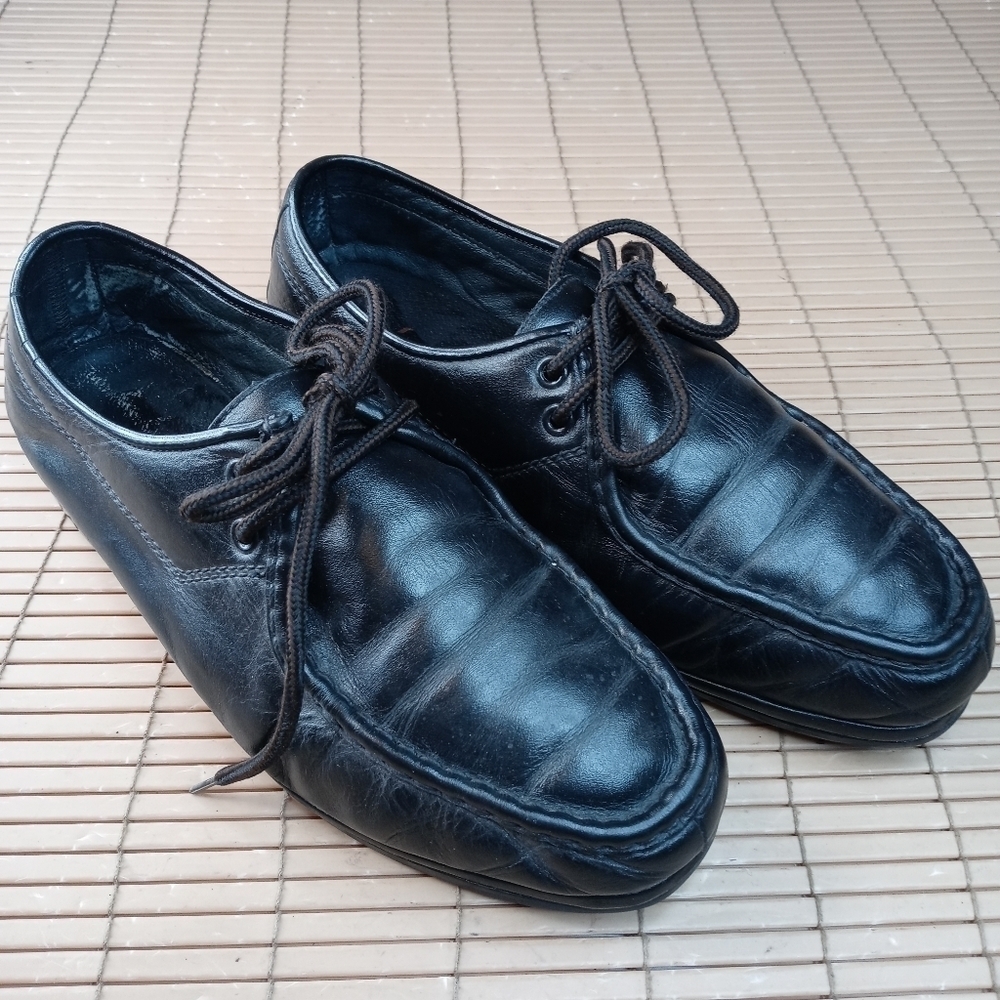 Florsheim men's black leather lace comfort walking shoes. Sz 10.5EEE. 231.1pm